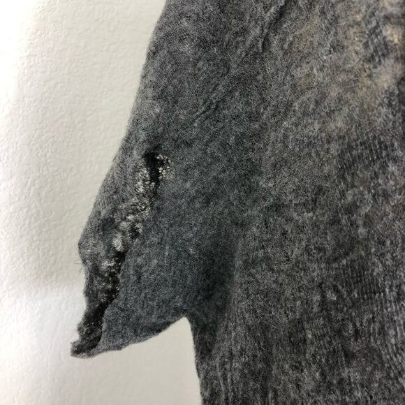 Yigal Azrouel Distressed Coccoon Dolman Batwing Wool Sweater - Picture 10 of 13